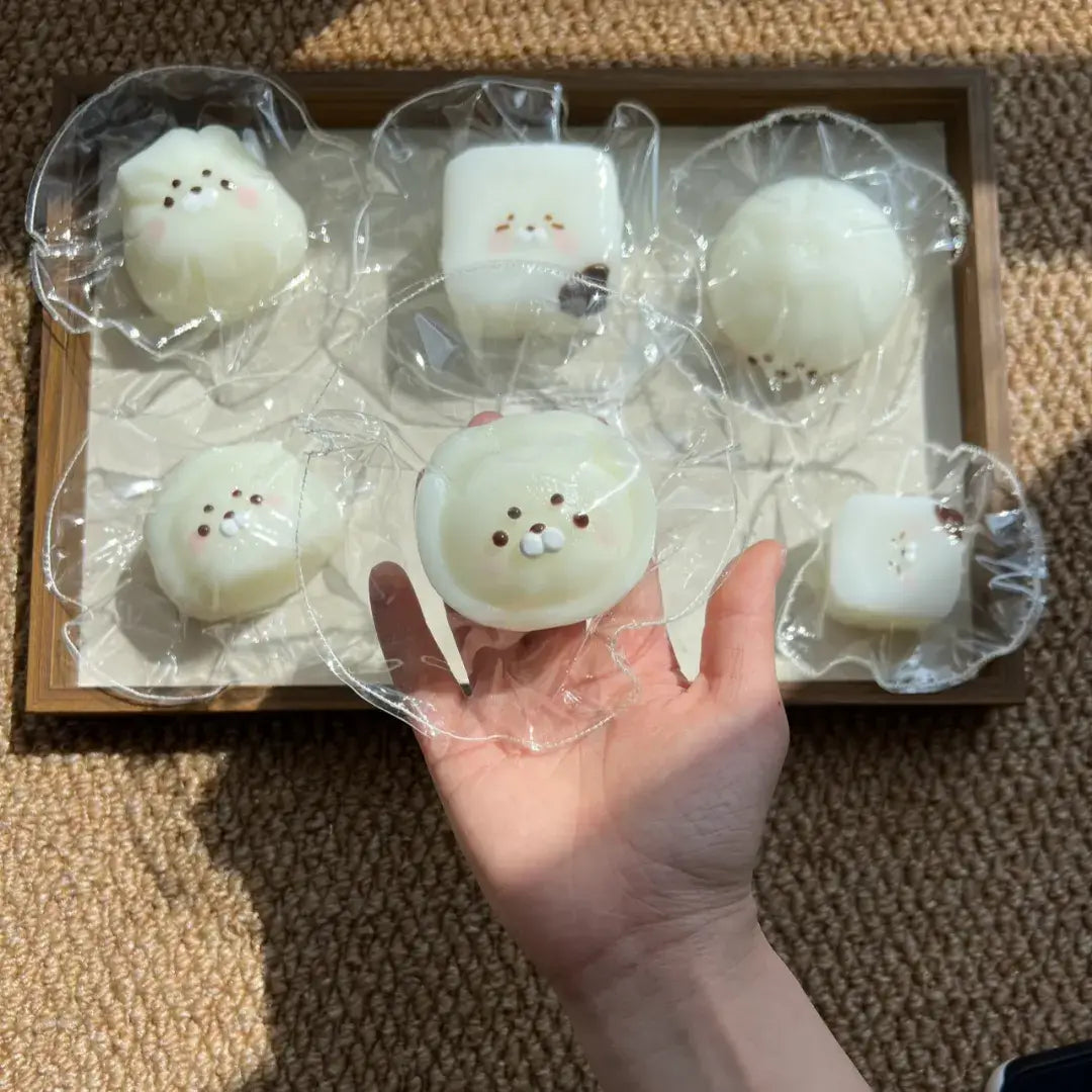 Handmade Cute Rice & Seal Mochi Squishy Toy - Soft ASMR Stress Relief