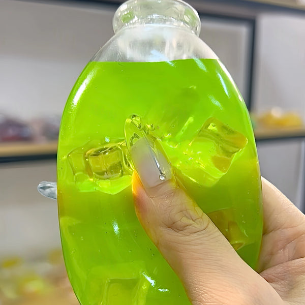 [CHIBOKI]Clear Bottle Squishy Ball – Handmade Stress Relief Desk Toy | Fruit Tea Bottle