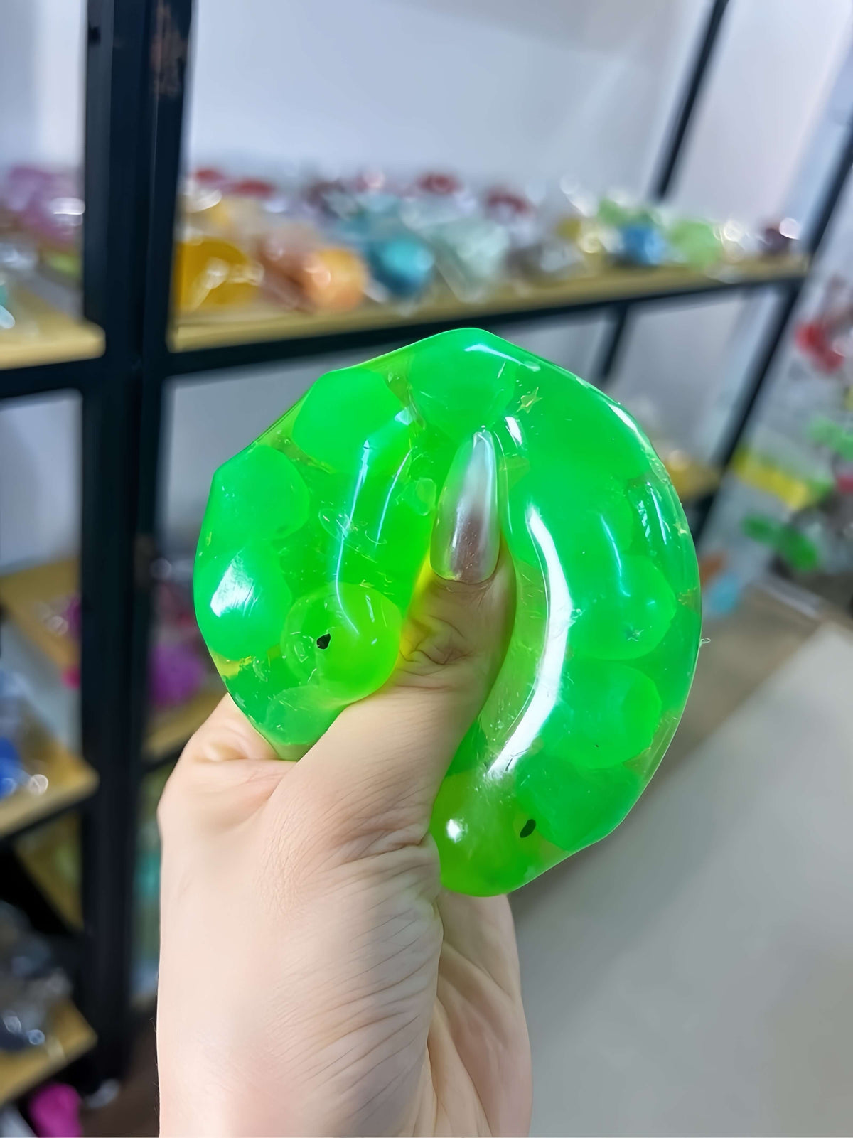 CHIBOKI Green Apple Hard Candy Squishy Ball, soft stress-relief toy for sensory play