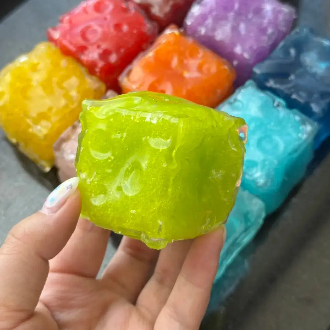 Handmade Mini Cheese Cube Squishy - Slush Filled Sensory Fidget Toy