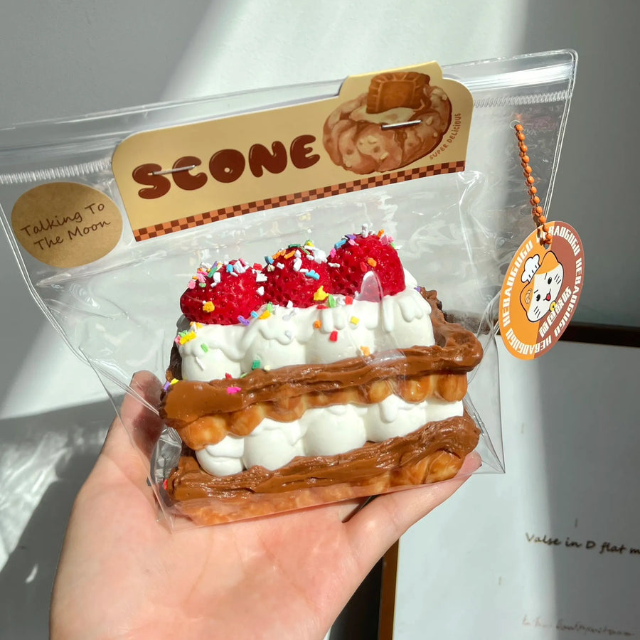 Artisan Bakery & Dessert Squishy – Handmade Strawberry Five-Layer Crispy Tart Squishy