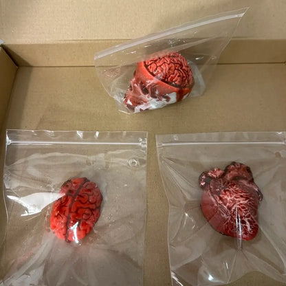 Handmade Halloween Realistic Bleeding Heart & Brain Silicone Stress Relief Toy