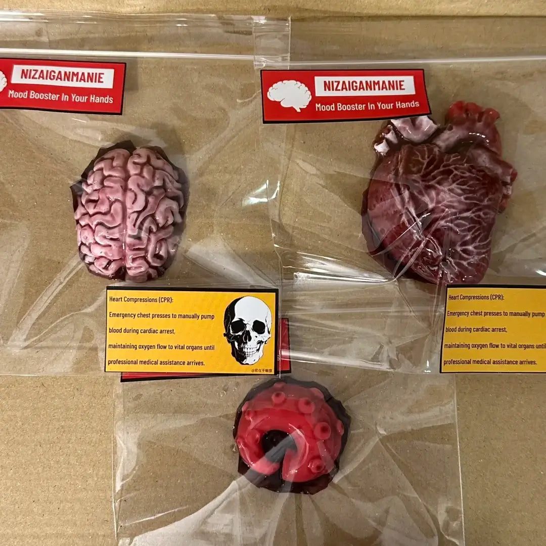 Handmade Halloween Realistic Bleeding Heart & Brain Silicone Stress Relief Toy