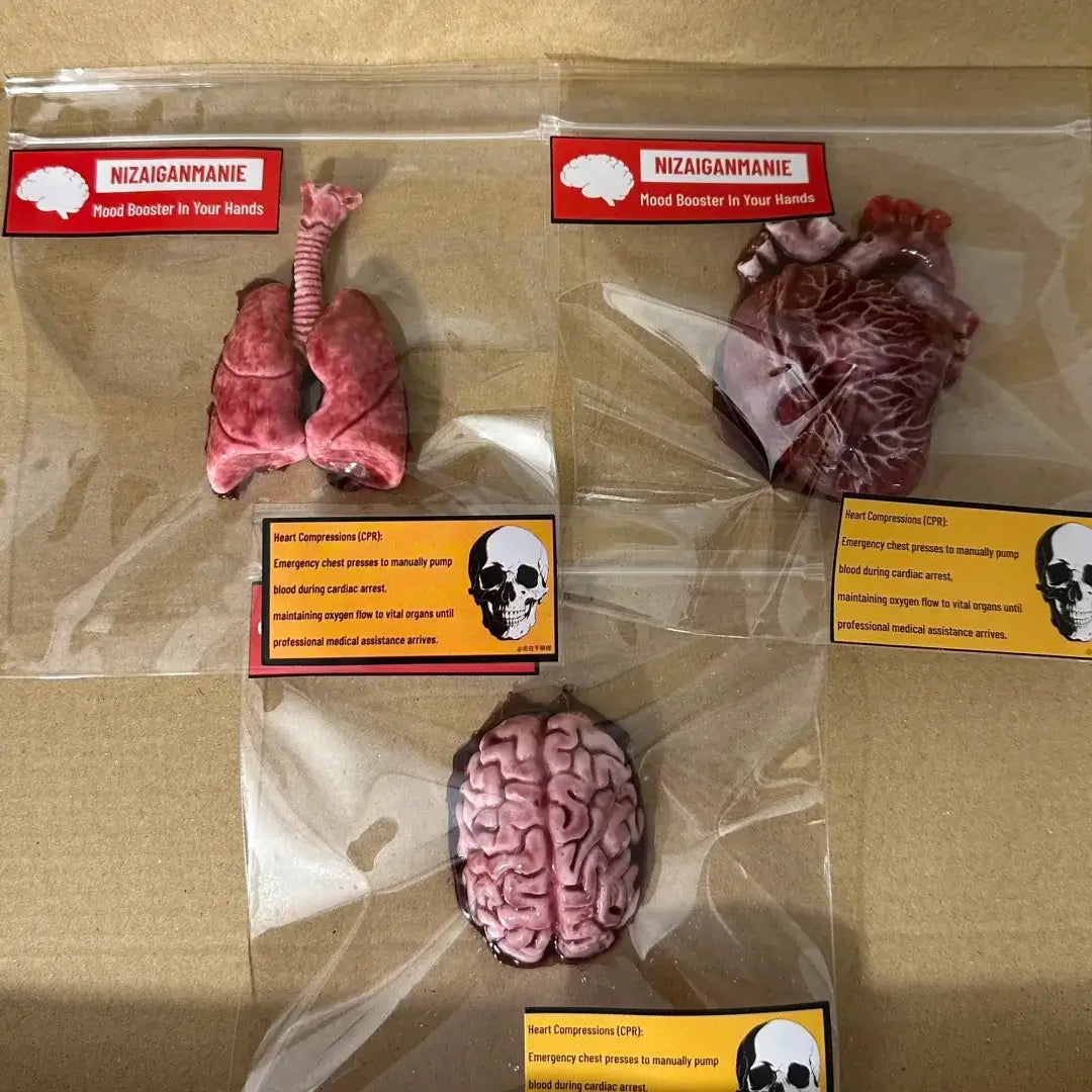 Handmade Halloween Realistic Bleeding Heart & Brain Silicone Stress Relief Toy