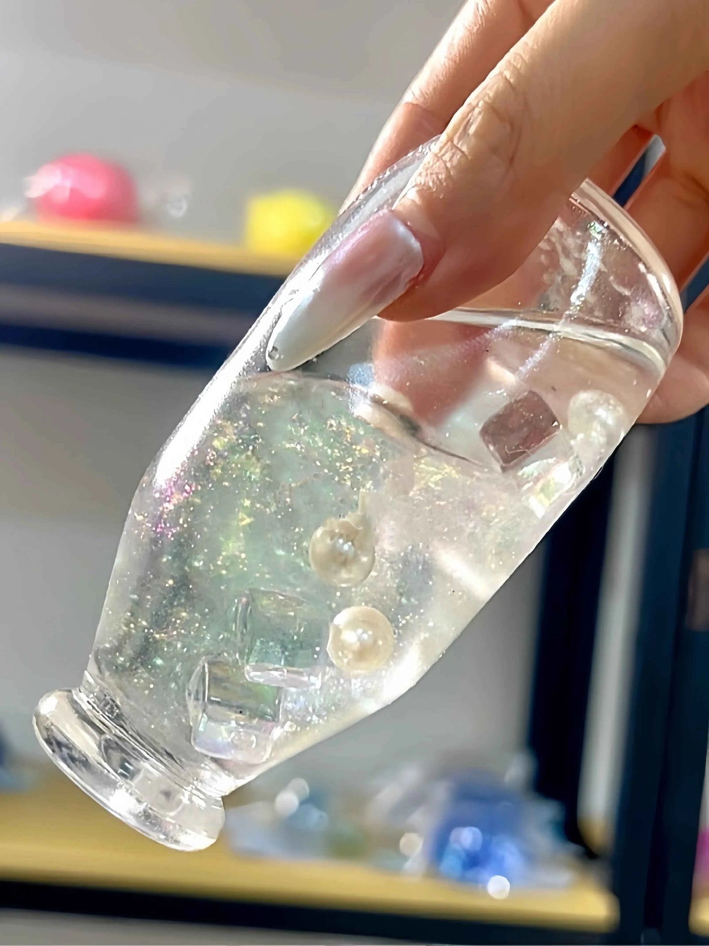 [CHIBOKI]Clear Bottle Squishy Ball – Handmade Stress Relief Desk Toy | Layered Sand Bottle