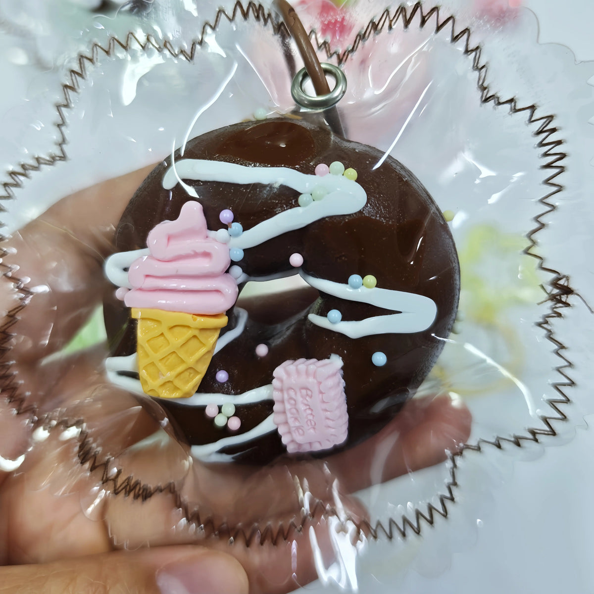 Kawaii Mini Donut Squishy Keychain – Sweet Dessert Stress Toy