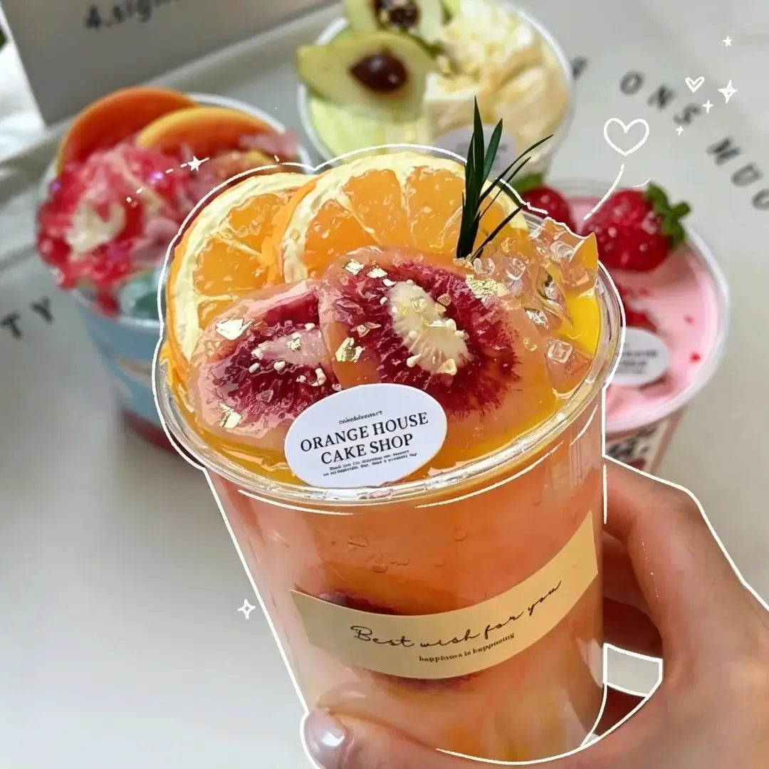 Handmade Realistic Fruit Toast & Milk Tea Silicone Stress Relief Squishy Toy