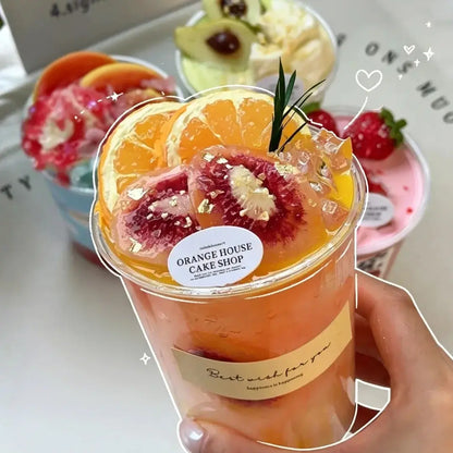 Handmade Realistic Fruit Toast & Milk Tea Silicone Stress Relief Squishy Toy