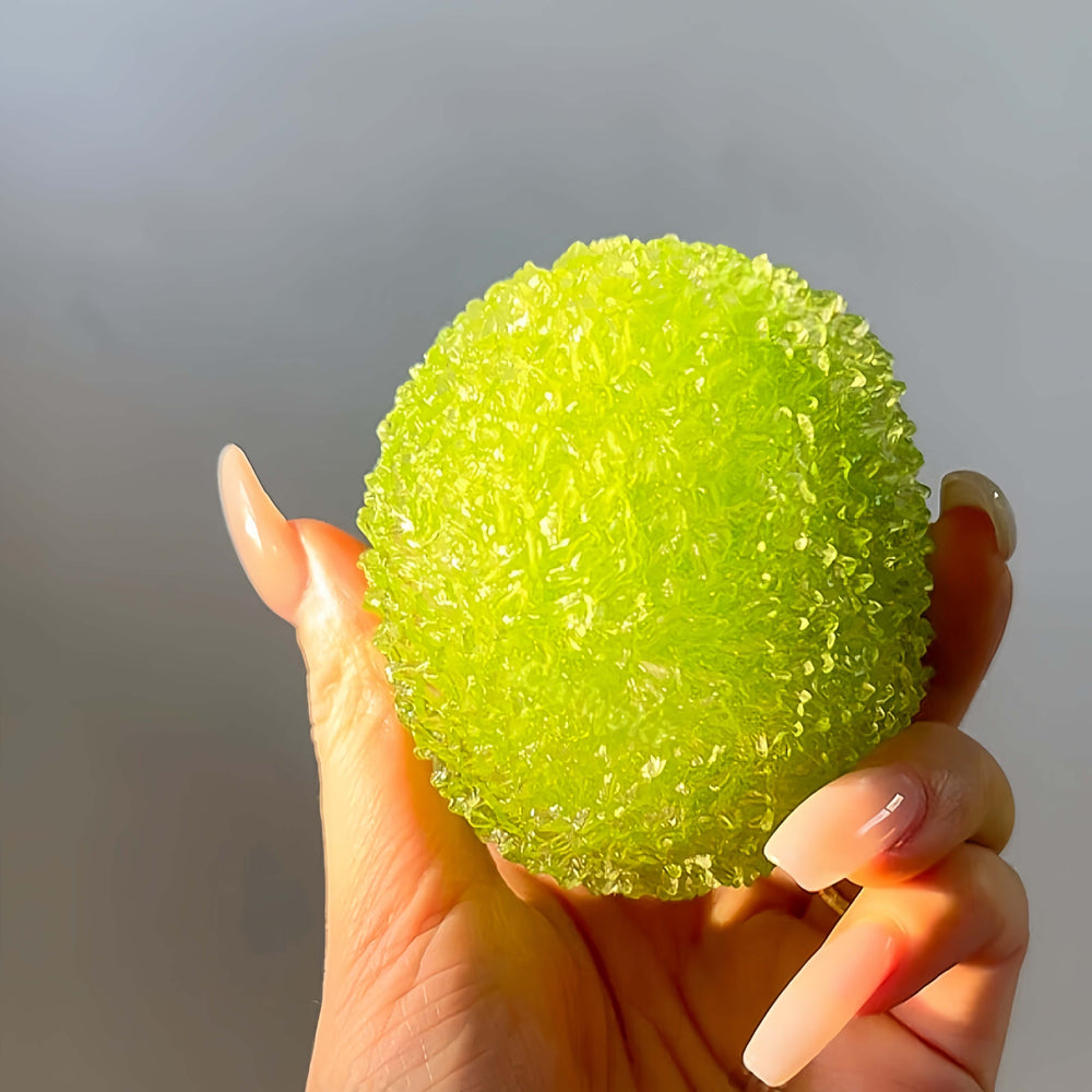 CHIBOKI Handcrafted Ice Slush Squishy Stress Ball - Kiwi Shaved Ice Herb Cookie Flavor, Green Textured Summer Relaxation Gift