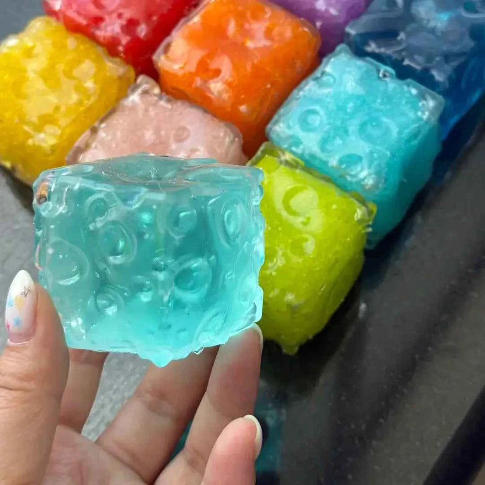 Handmade Mini Cheese Cube Squishy - Slush Filled Sensory Fidget Toy
