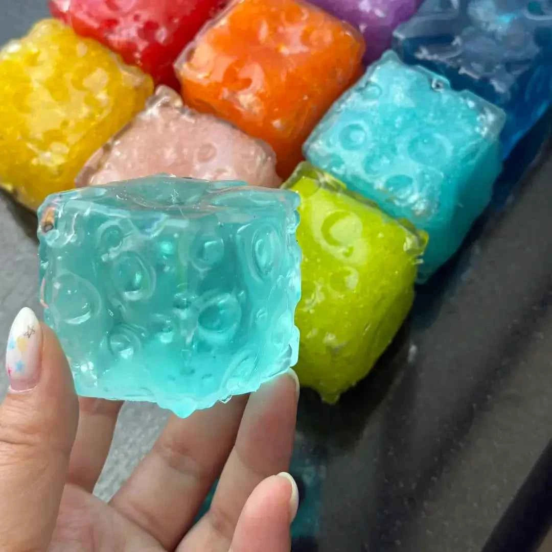 Handmade Mini Cheese Cube Squishy - Slush Filled Sensory Fidget Toy