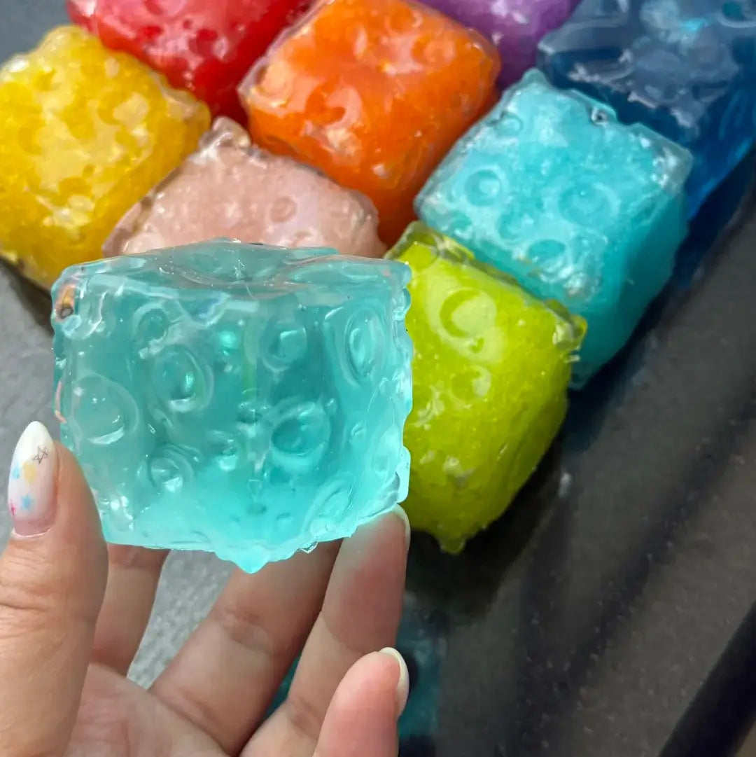 Handmade Mini Cheese Cube Squishy - Slush Filled Sensory Fidget Toy