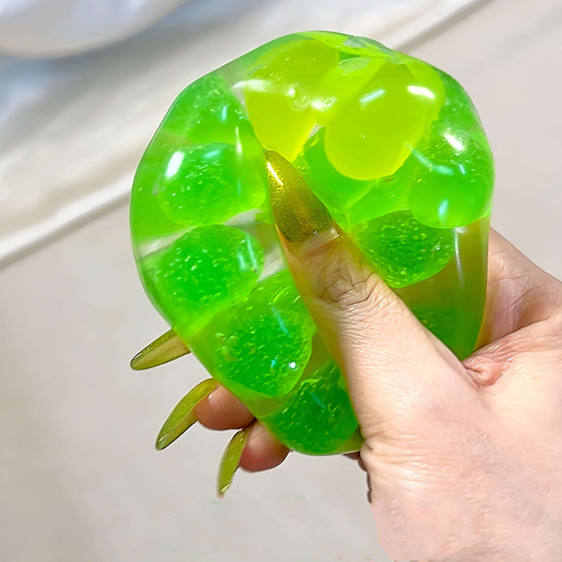 Lemon green tea hard candy textured pearl squishy ball, handmade stress relief toy