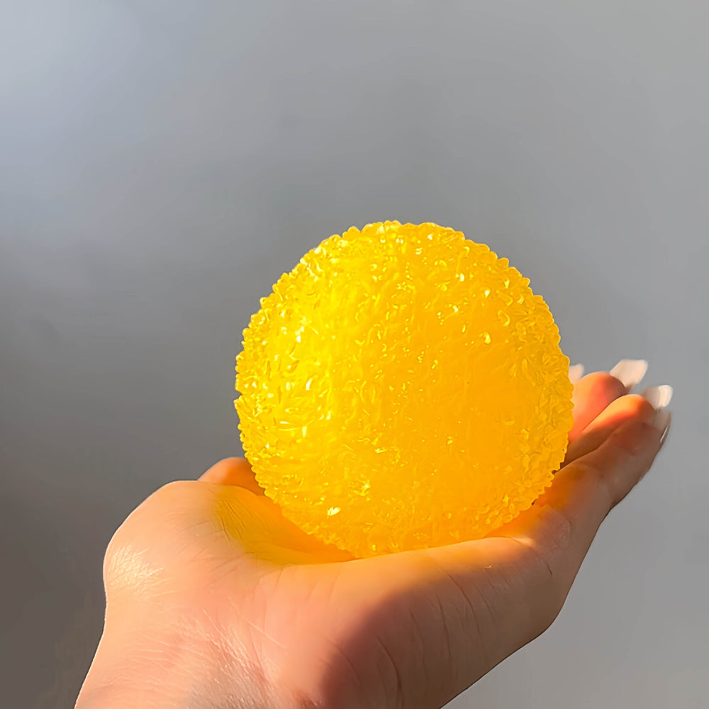 CHIBOKI Handcrafted Ice Slush Squishy Stress Ball - Lemon Shaved Ice Herb Cookie Flavor, Yellow Textured Summer Relaxation...
