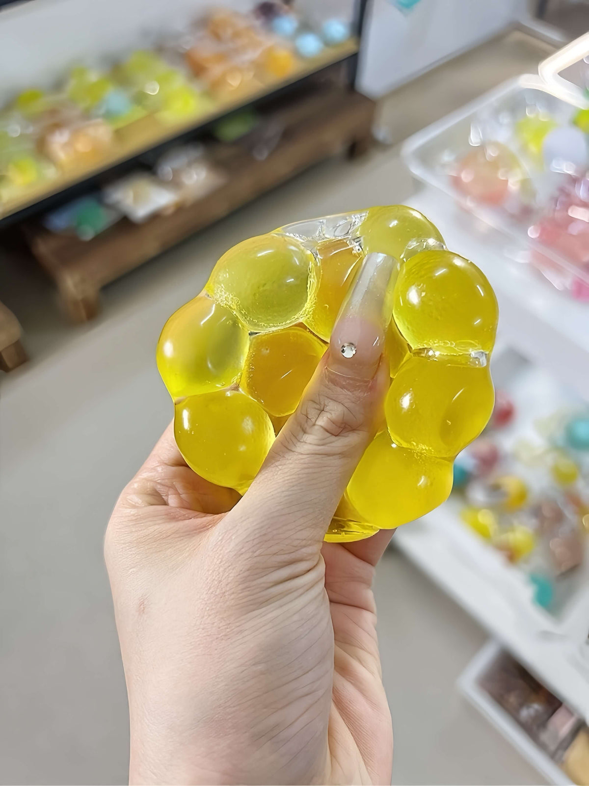 Handmade Luminous Lemon Balls Pearl Squishy Ball - Bright Yellow Stress Relief Toy