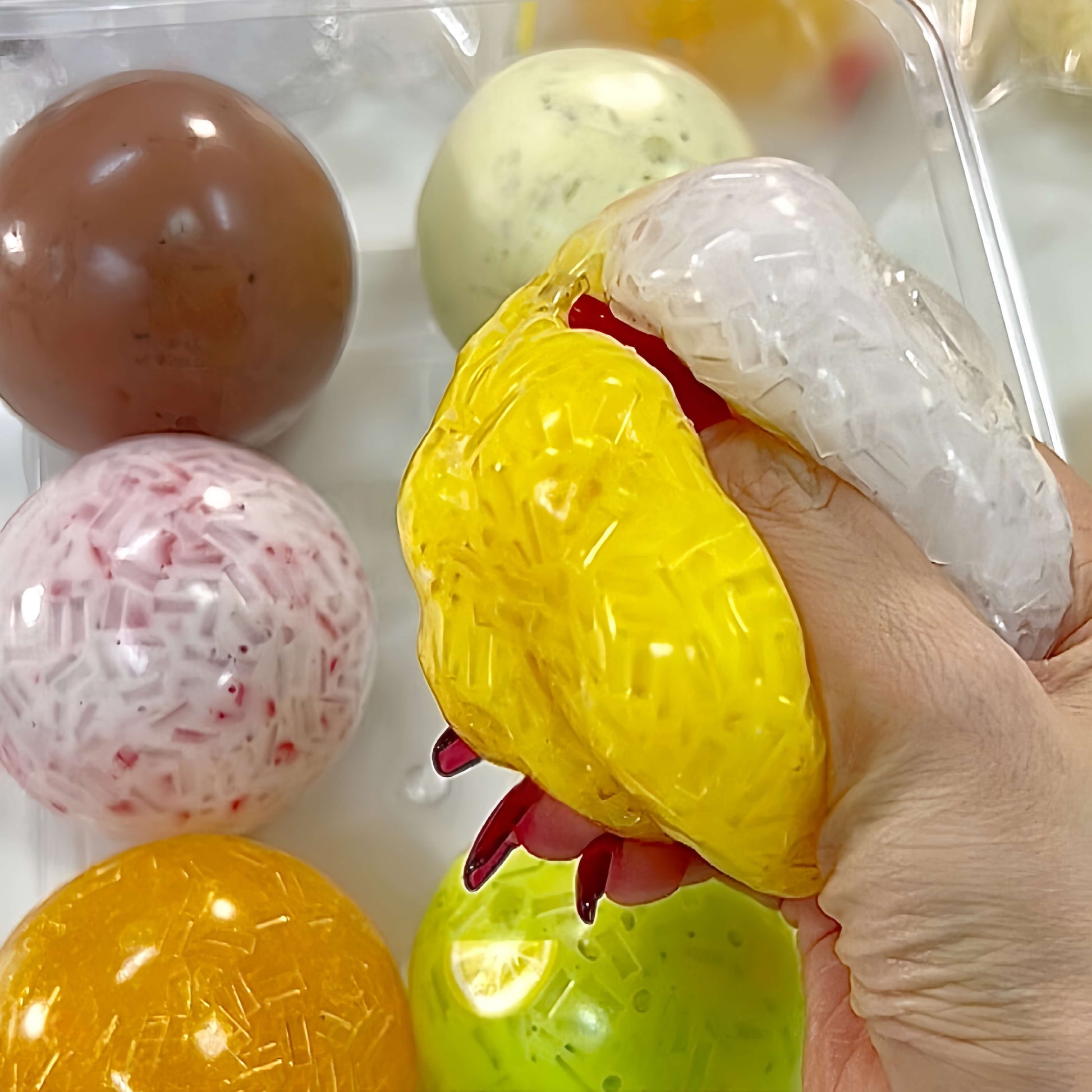 Handmade ultra-soft mango pomelo sago jelly ice squishy toy, light compression stress relief ball for kids & adults