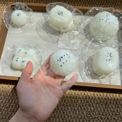 Handmade Cute Rice & Seal Mochi Squishy Toy - Soft ASMR Stress Relief