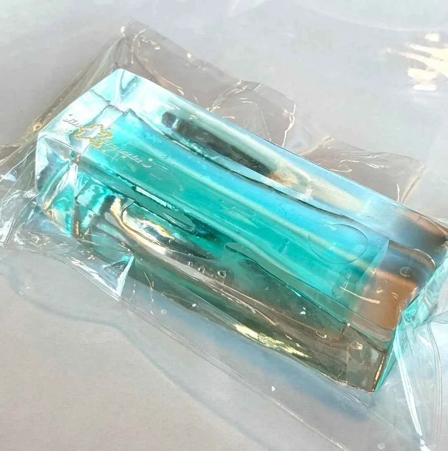 Mint Layered Quicksand Silicone Squishy - Large Rectangular Strip with Fine Glitter