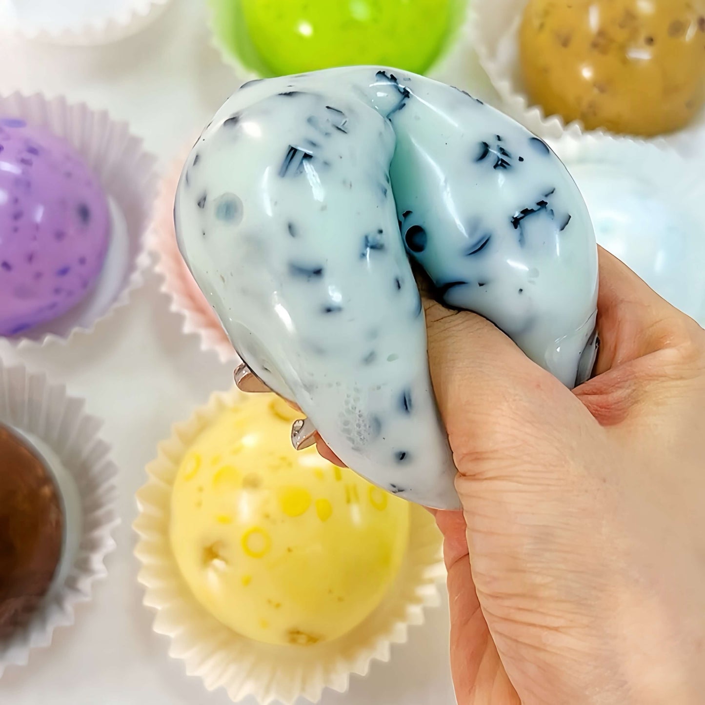 Mint chocolate cream cheese jumbo candy block handmade stress relief squishy ball - Lovesquishy