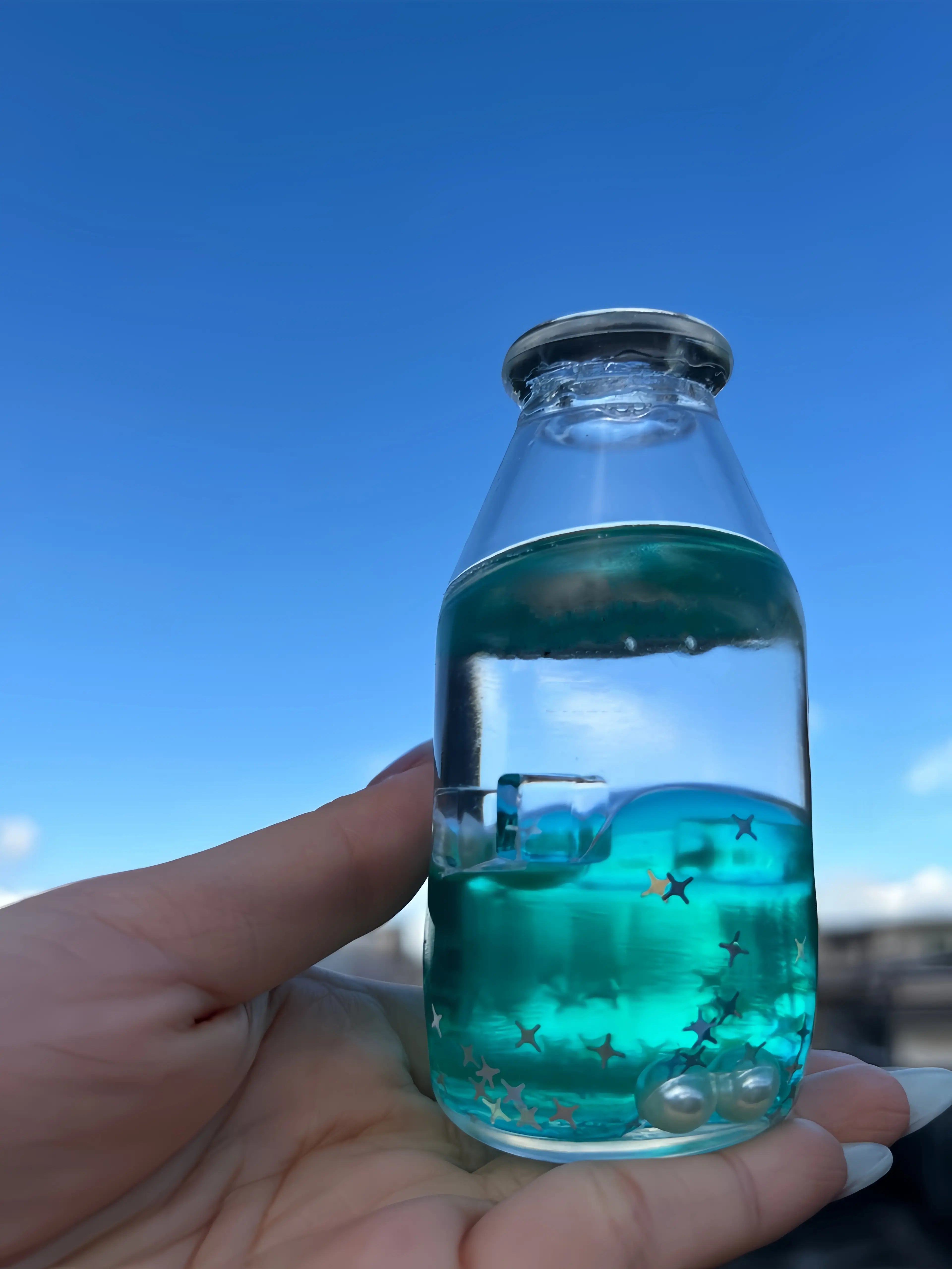 Original Handmade Squishy Ball – Layered Sand Stress Relief Toy, Bottle Design, Unique Gift for Kids & Adults