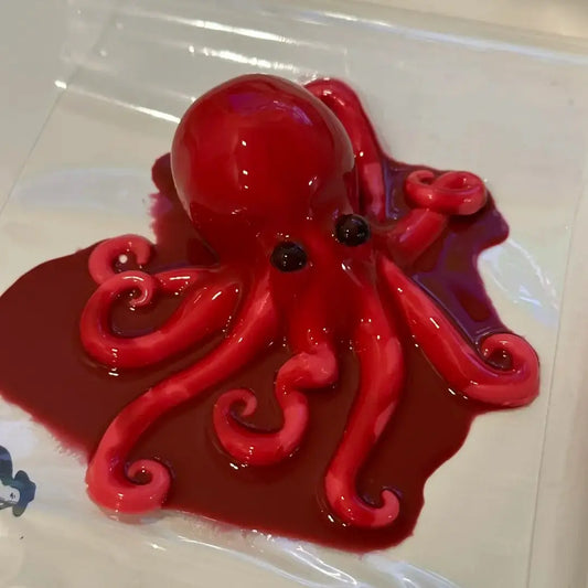 Handmade Halloween Realistic Bleeding Heart & Brain Silicone Stress Relief Toy Octopus Squishy