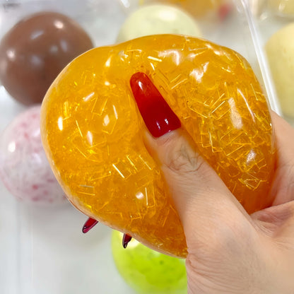 Handmade ultra-soft orange hard candy jelly ice squishy toy, light compression stress relief ball for kids & adults