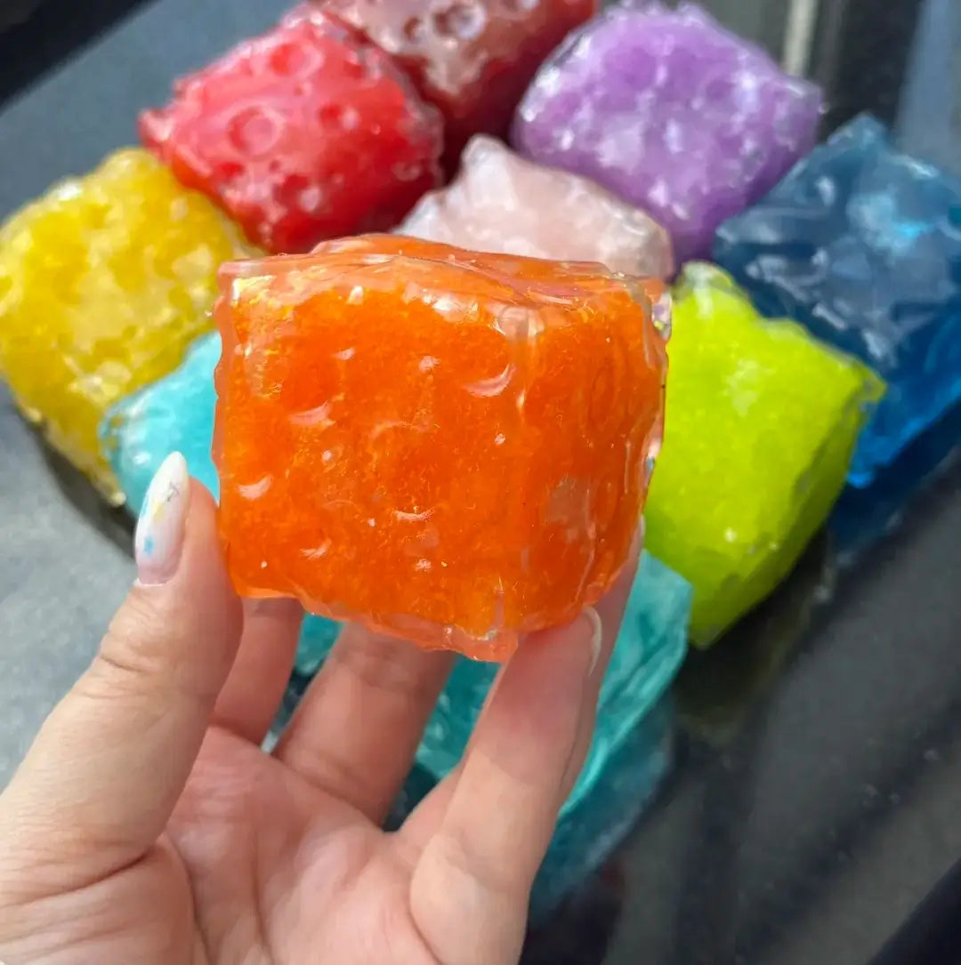 Handmade Mini Cheese Cube Squishy - Slush Filled Sensory Fidget Toy
