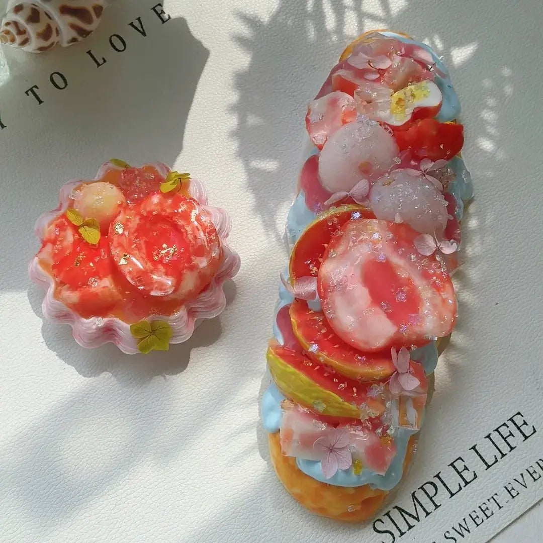 Handmade Realistic Fruit Toast & Milk Tea Silicone Stress Relief Squishy Toy