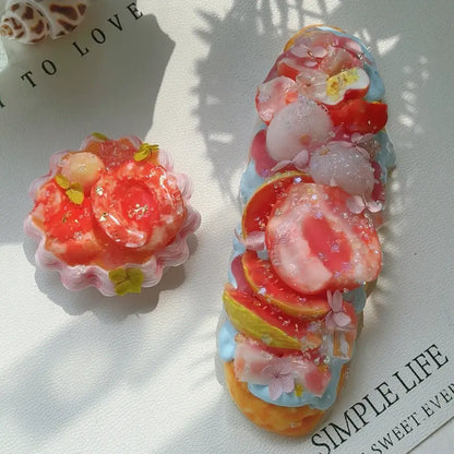 Handmade Realistic Fruit Toast & Milk Tea Silicone Stress Relief Squishy Toy