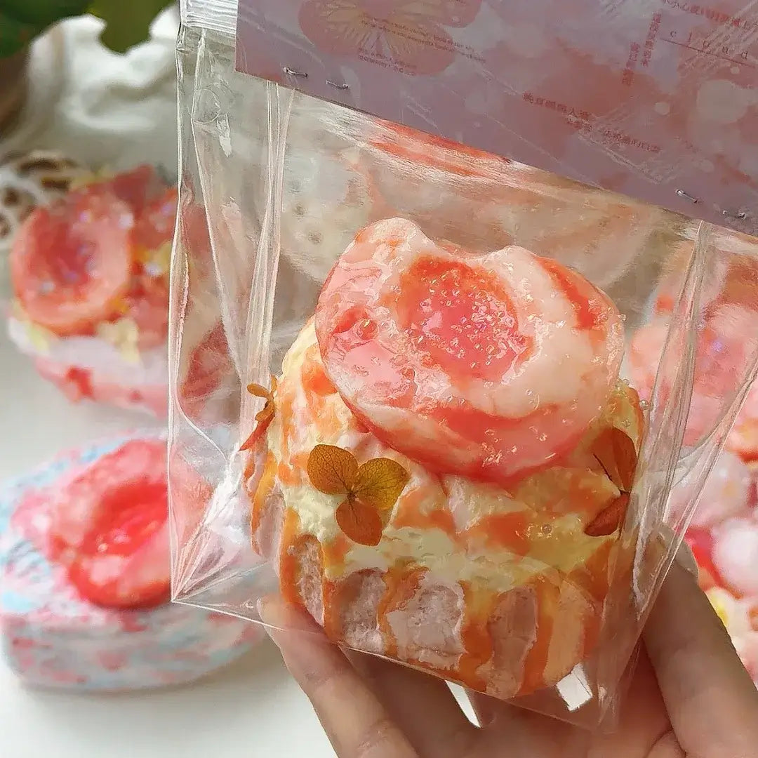 Handmade Realistic Fruit Toast & Milk Tea Silicone Stress Relief Squishy Toy