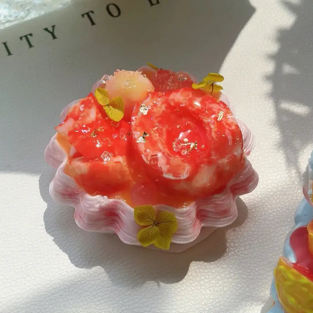 Handmade Realistic Fruit Toast & Milk Tea Silicone Stress Relief Squishy Toy