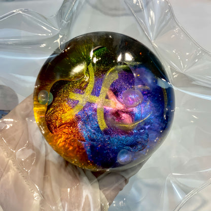 Non-toxic clear silicone squishy zodiac galaxy orb Pisces rose nebula, soft collectible stress toy