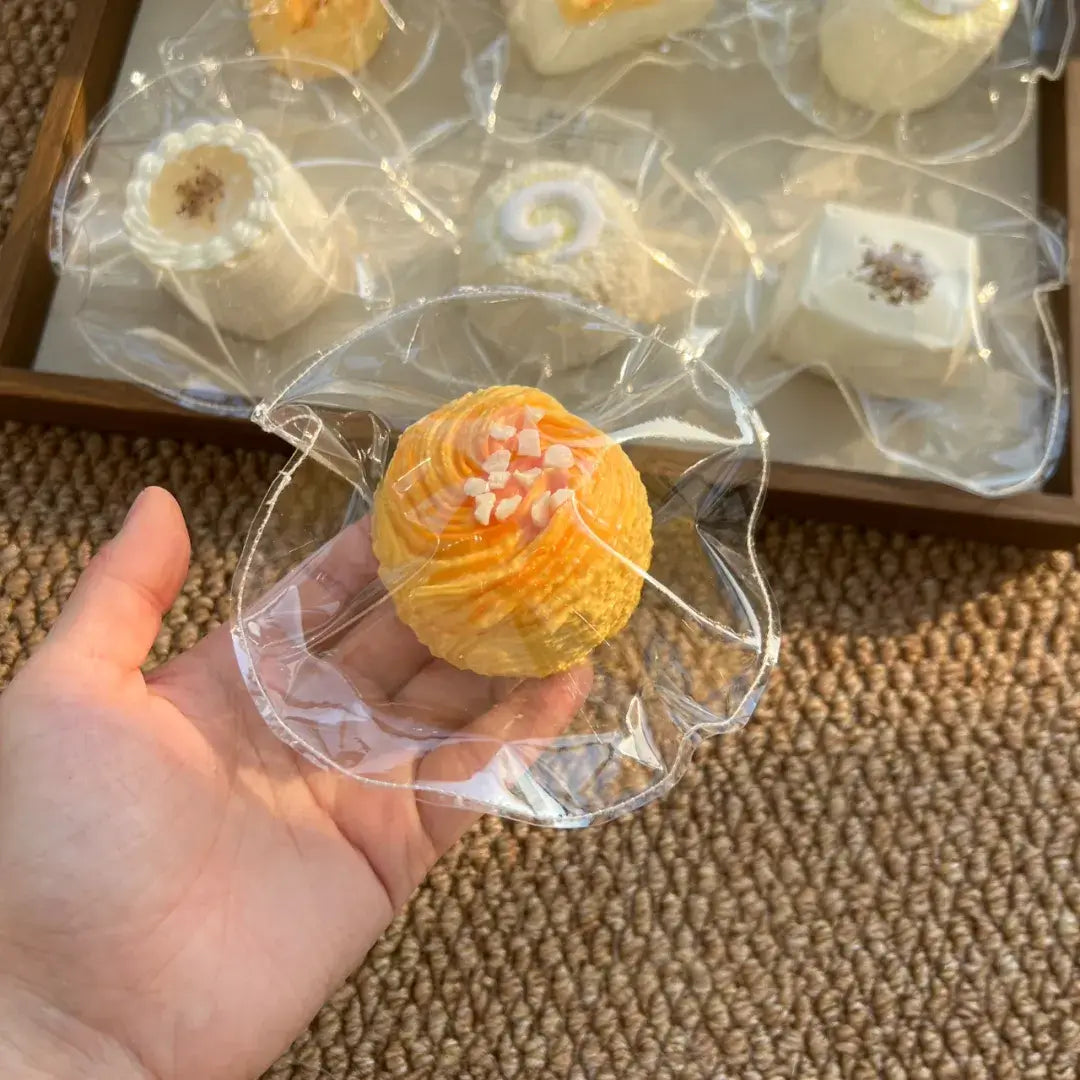 Handmade Mini Dessert Cake Squishy | Realistic Bakery Silicone Fidget Toy Pull-Apart Round Bread 105g