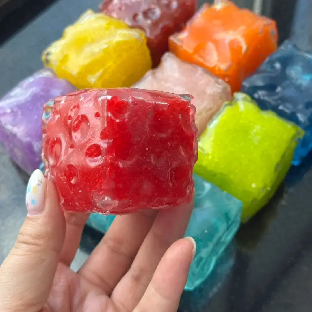 Handmade Mini Cheese Cube Squishy - Slush Filled Sensory Fidget Toy