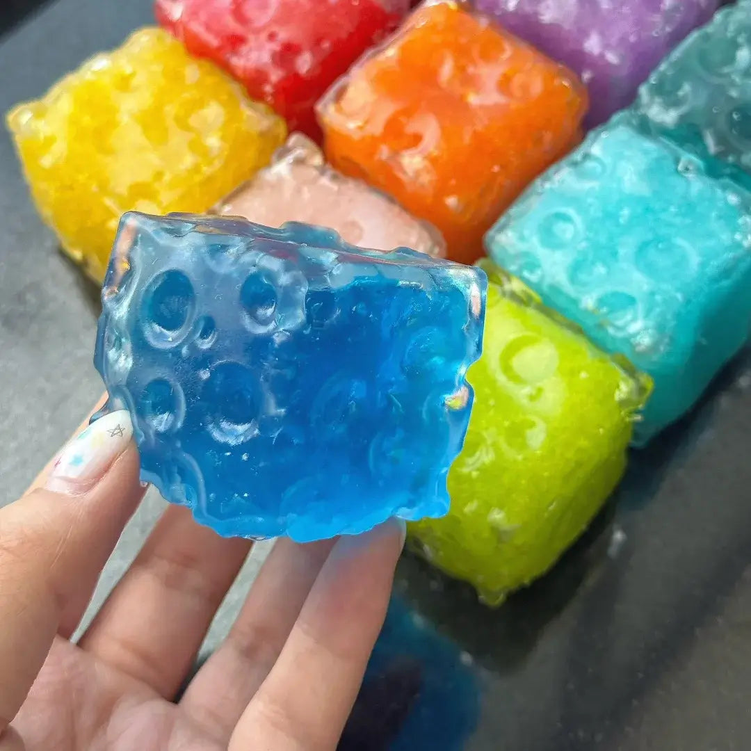 Handmade Mini Cheese Cube Squishy - Slush Filled Sensory Fidget Toy