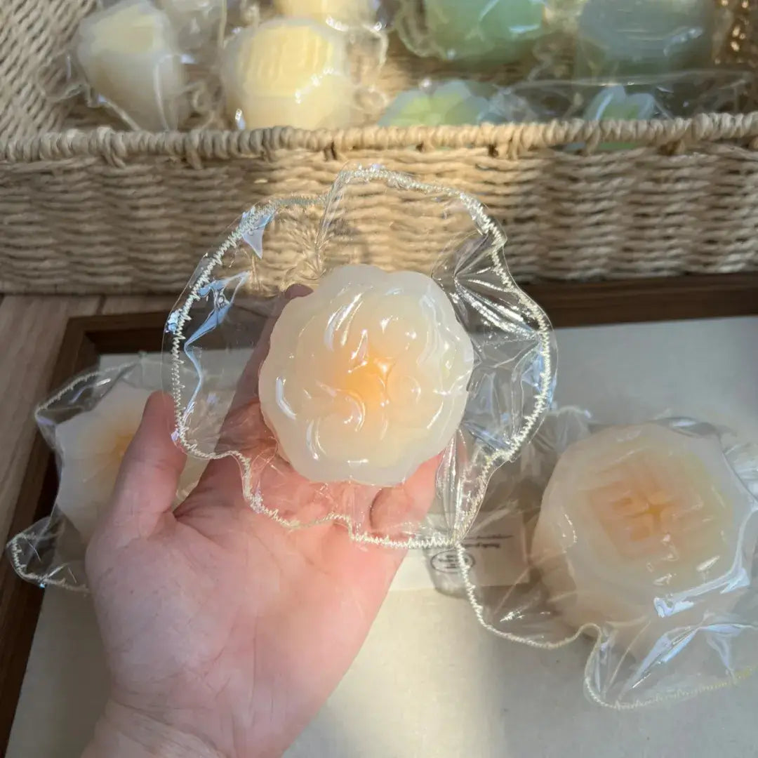 Handmade Snow Skin Mooncake Squishy Toy - Soft ASMR Stress Relief