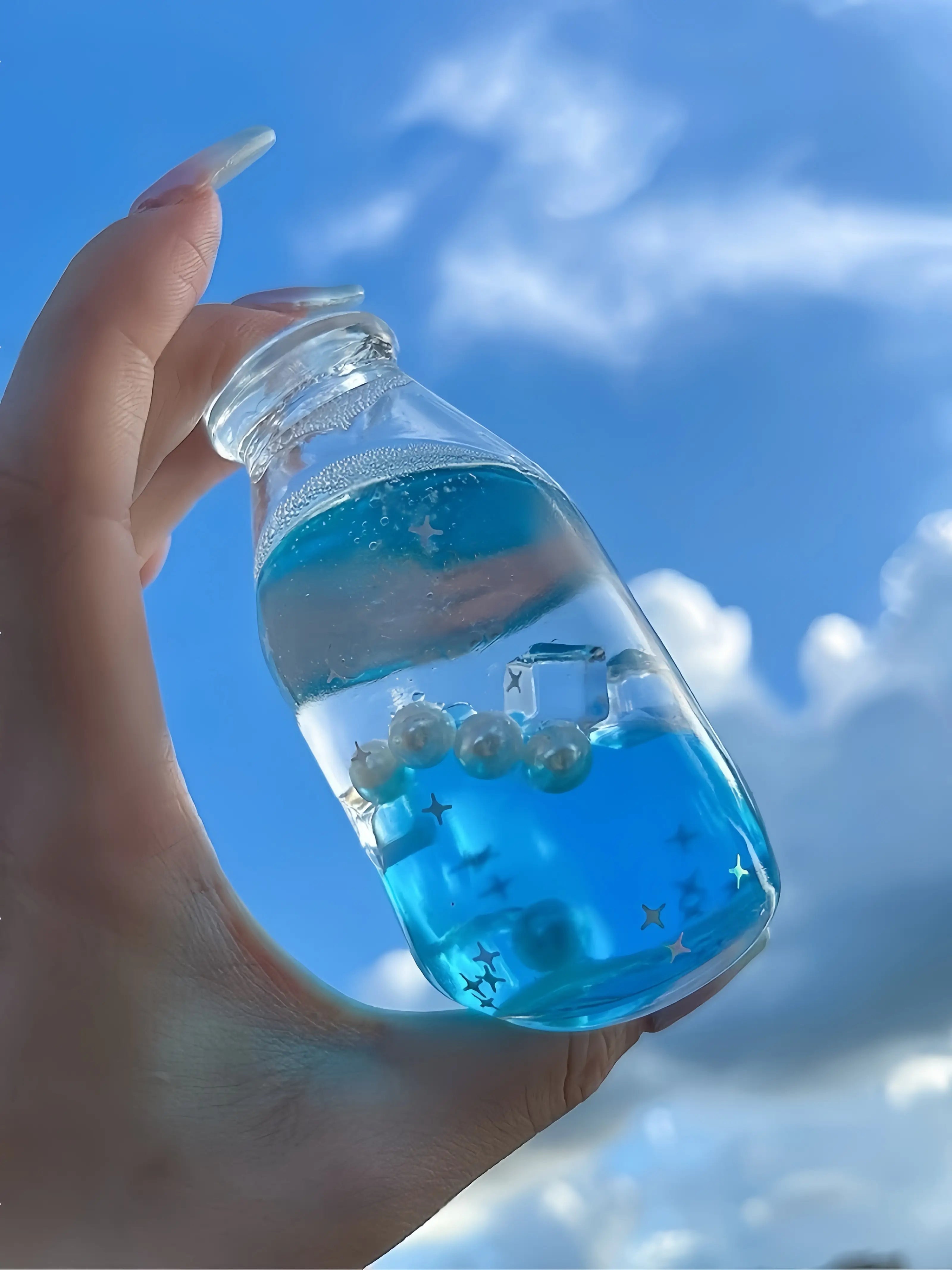 Original Handmade Squishy Ball – Layered Sand Stress Relief Toy, Bottle Design, Unique Gift for Kids & Adults