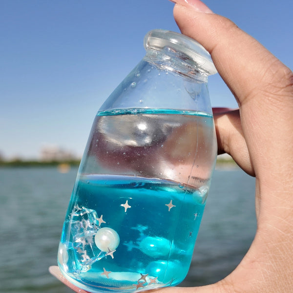 [CHIBOKI]Clear Bottle Squishy Ball – Handmade Stress Relief Desk Toy | Layered Sand Bottle
