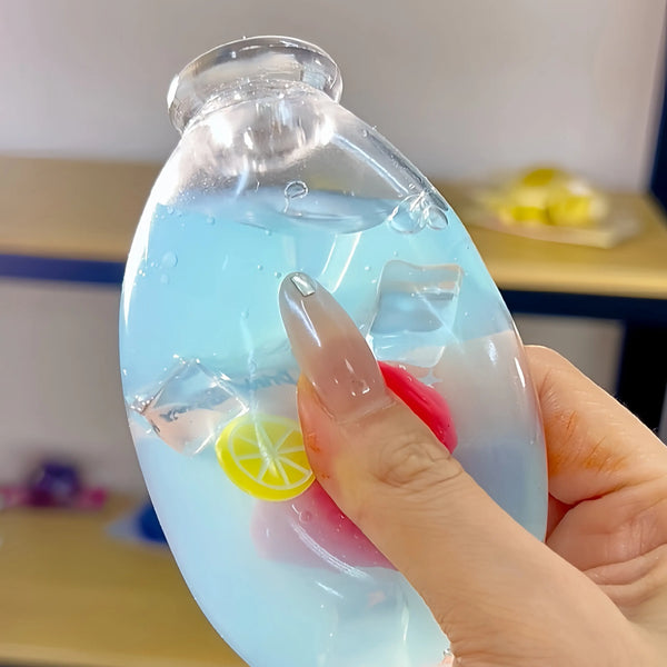 [CHIBOKI]Clear Bottle Squishy Ball – Handmade Stress Relief Desk Toy | Fruit Tea Bottle Series