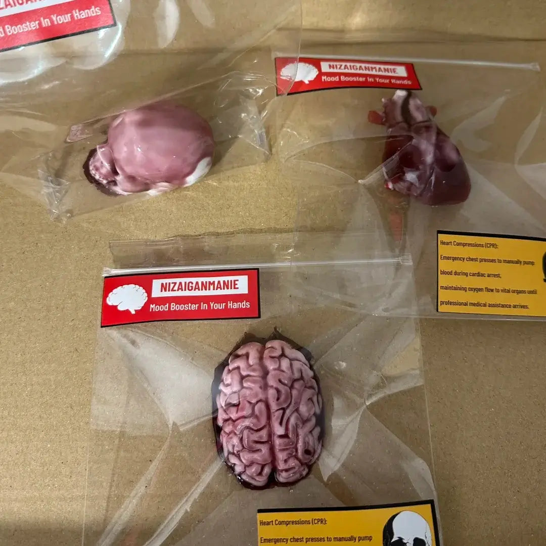 Handmade Halloween Realistic Bleeding Heart & Brain Silicone Stress Relief Toy