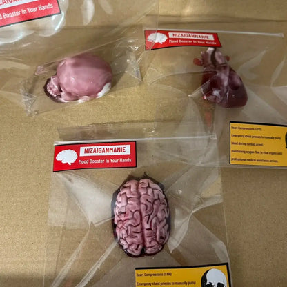 Handmade Halloween Realistic Bleeding Heart & Brain Silicone Stress Relief Toy
