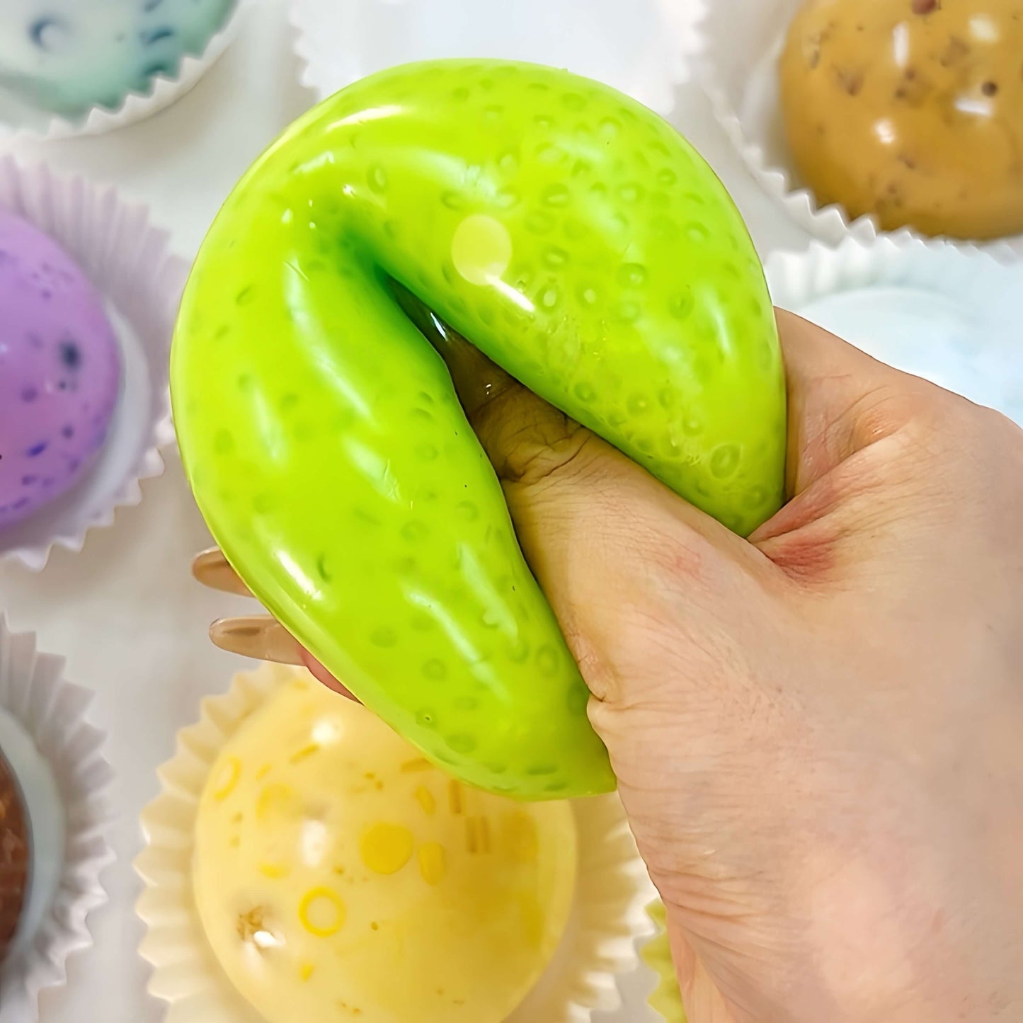 Soft green grape jasmine cream cheese jumbo candy block handmade stress relief squishy ball - Lovesquishy
