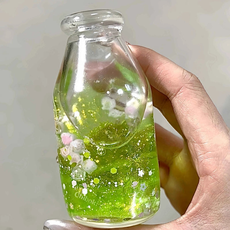 [CHIBOKI]Clear Bottle Squishy Ball – Handmade Stress Relief Desk Toy | Layered Sand Bottle