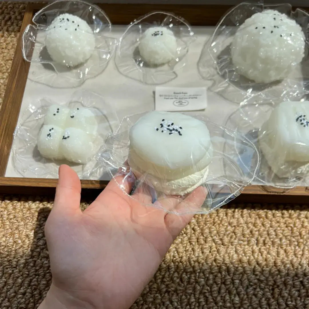 Handmade Cute Rice & Seal Mochi Squishy Toy - Soft ASMR Stress Relief