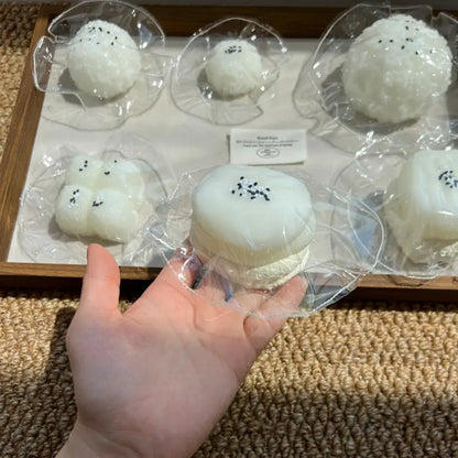 Handmade Cute Rice & Seal Mochi Squishy Toy - Soft ASMR Stress Relief