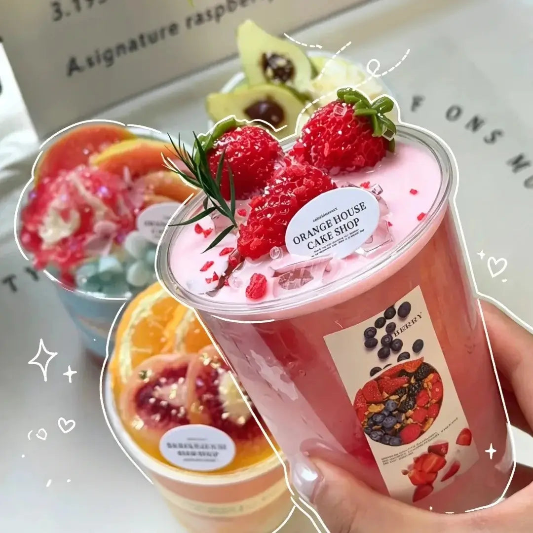 Handmade Realistic Fruit Toast & Milk Tea Silicone Stress Relief Squishy Toy