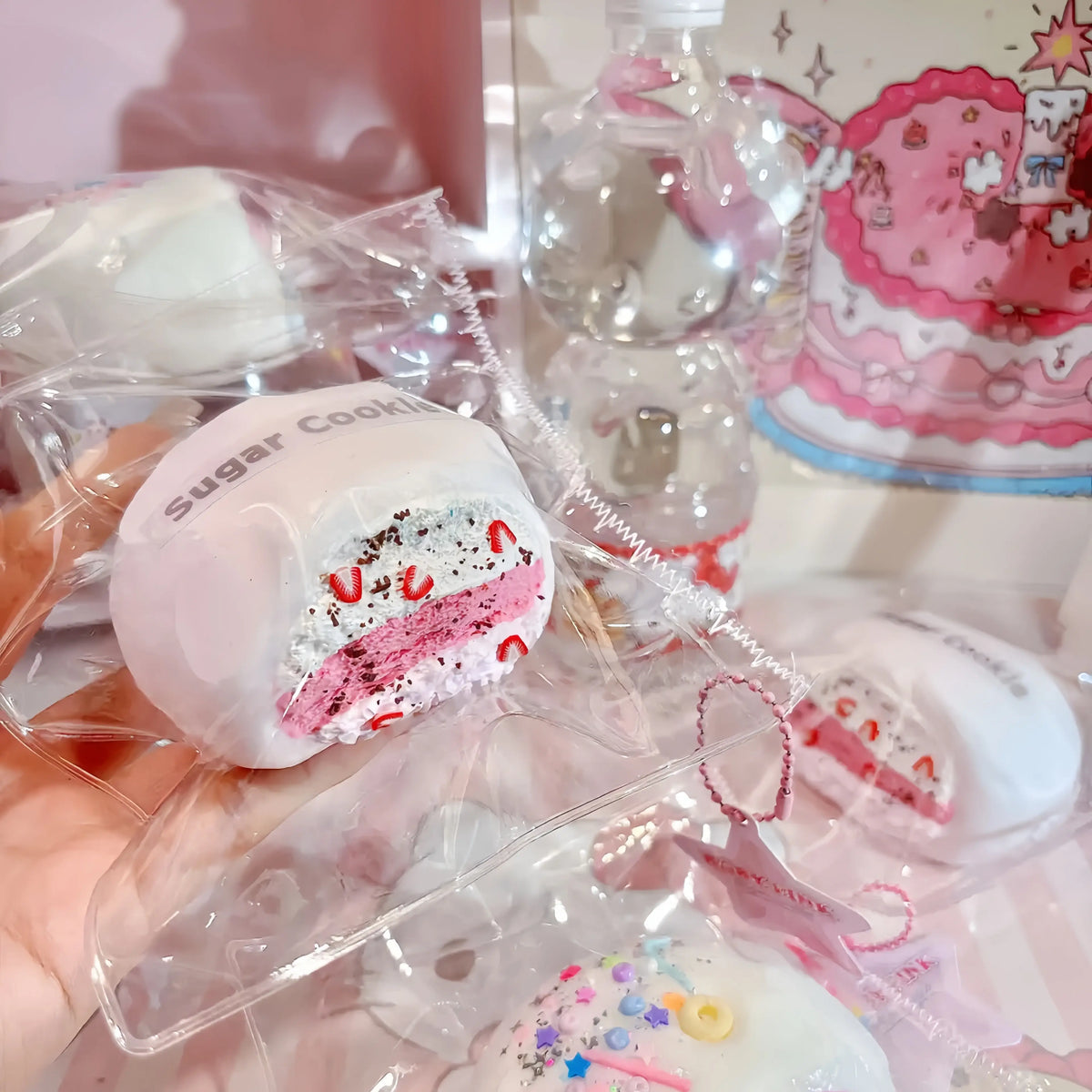 Cute Strawberry Cream Cake Slice Silicone Squishy Toy