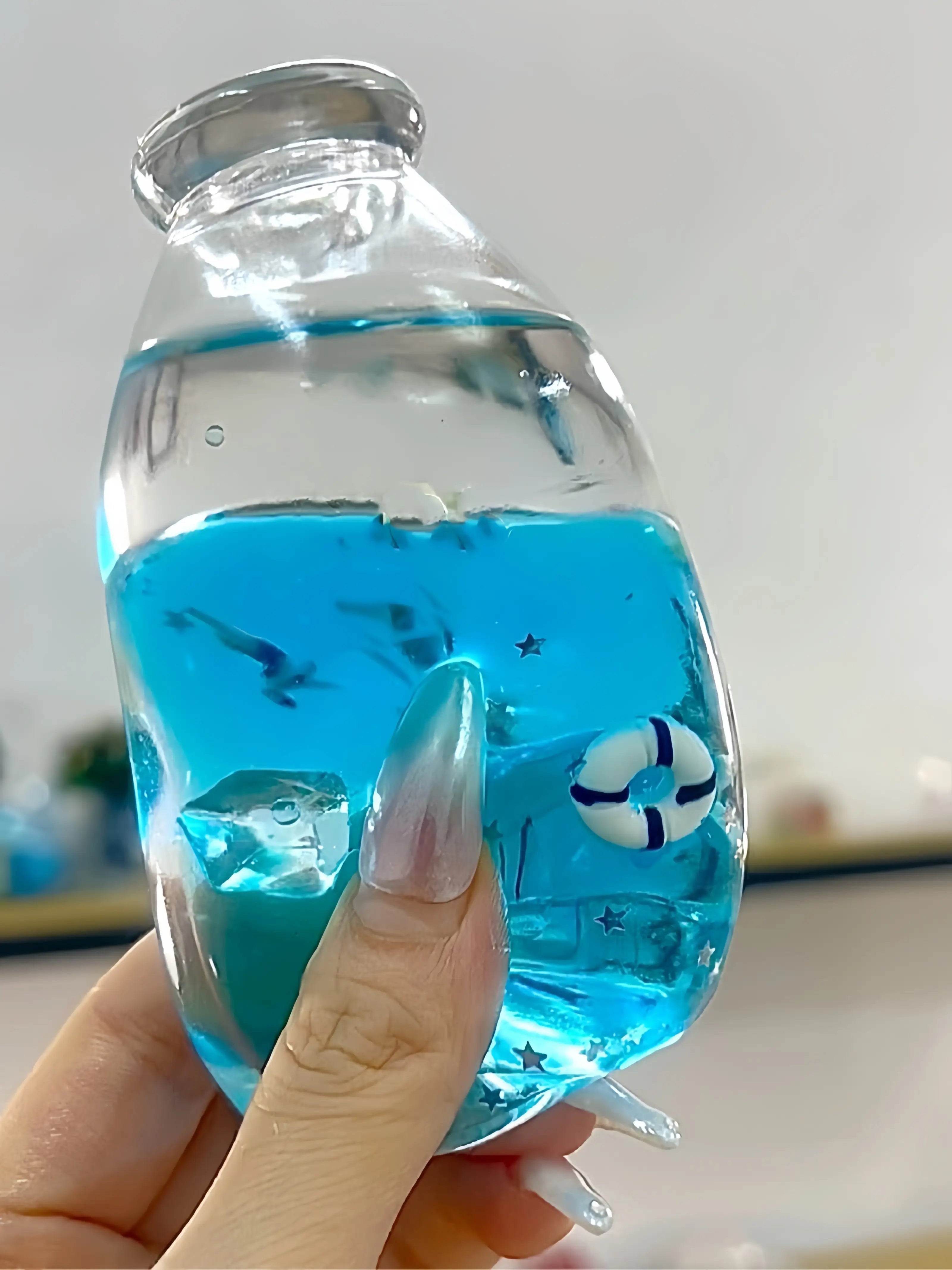 Original Handmade Squishy Ball – Layered Sand Stress Relief Toy, Bottle Design, Unique Gift for Kids & Adults