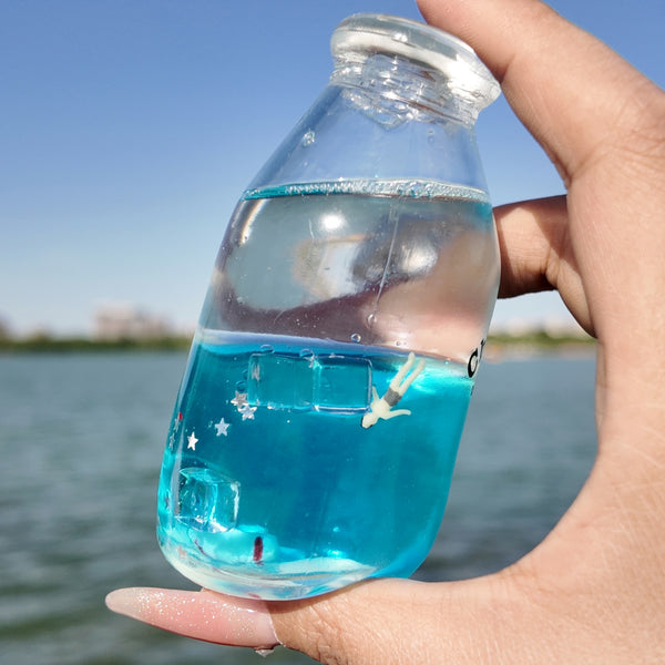 [CHIBOKI]Clear Bottle Squishy Ball – Handmade Stress Relief Desk Toy | Layered Sand Bottle