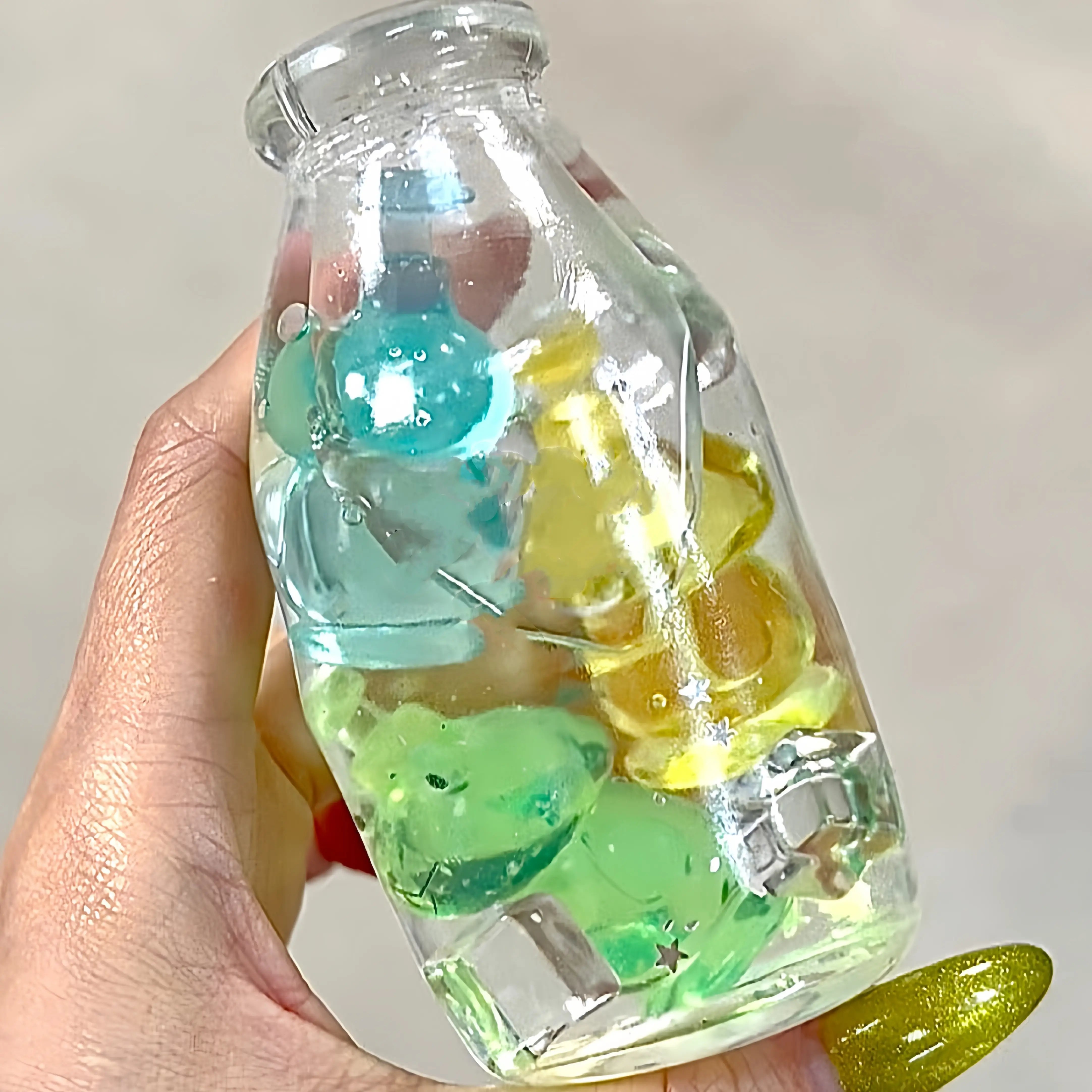 Original Handmade Squishy Ball – Layered Sand Stress Relief Toy, Bottle Design, Unique Gift for Kids & Adults